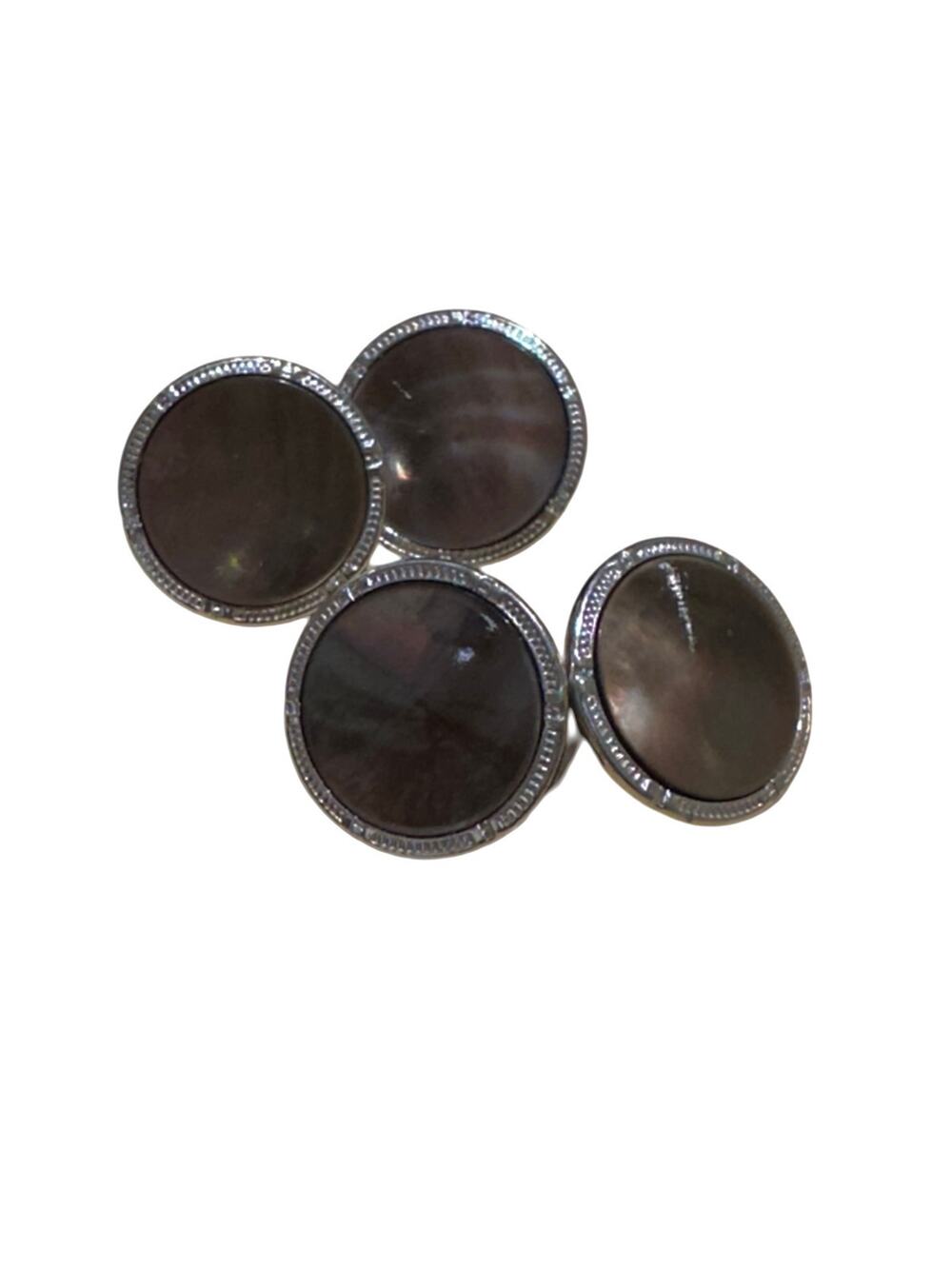 Vintage Grey Mother of Pearl Hickok Chain Cuff Links Cufflinks